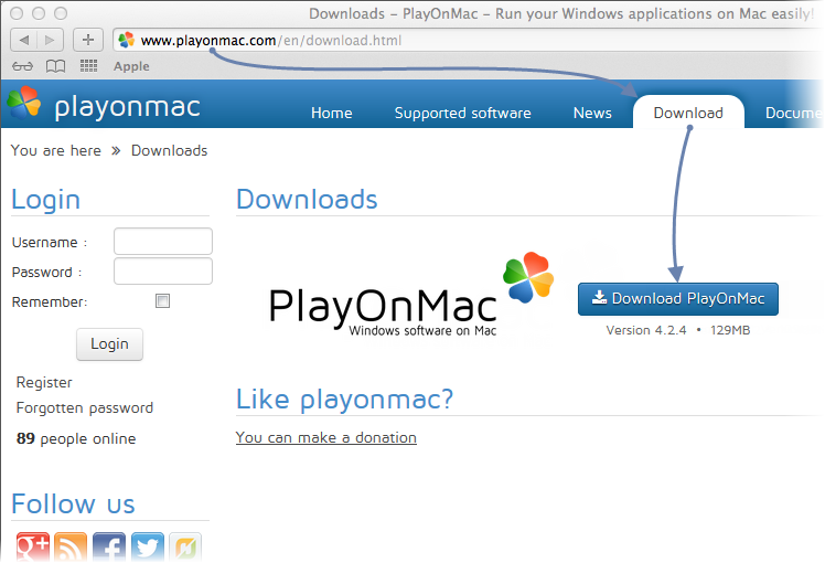 Downloading PlayOnMac Downloading PlayOnMac